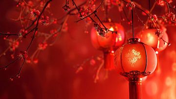 Elementen in het nieuwe jaar rode lantaarns Chinese Aziaten van de-nue-pic