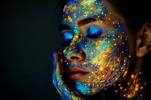 vrouw met zonnebloemen