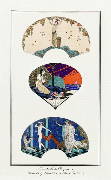 George Barbier – Costumes Parisiens, No. 42: Eventails de Paquin von Peter Balan