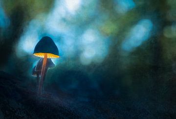 Painterly glowing mushroom