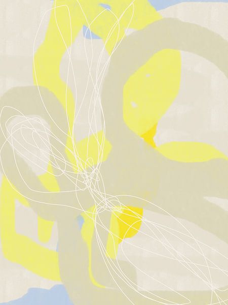 Gelb, beige, blau. Moderne abstrakte Kunst. von Dina Dankers