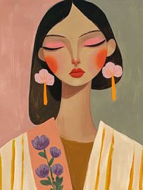 Kleurrijk, modern en abstract portret van Carla Van Iersel