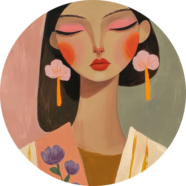 Kleurrijk, modern en abstract portret van Carla Van Iersel