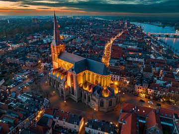 Kampen Bovenkerk in der Altstadt bei Sonnenuntergang von Sjoerd van der Wal Fotografie