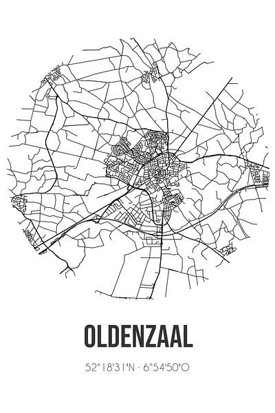 Oldenzaal (Overijssel) | Map | Black and white by Prints of Place