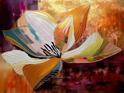 Modernes Blumenbild in warmen Farben.