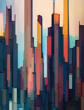 19. City-art, Abstract, skyscrapers, NY. van Alies werk