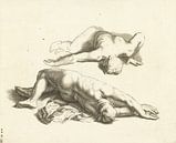 Abraham Bloemaert, Het teekenboek van, Twee mannelijke naakten, ca 1679 van Atelier Liesjes thumbnail