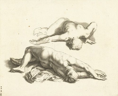 Abraham Bloemaert, Het teekenboek van, Twee mannelijke naakten, ca 1679