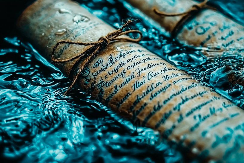 Parchment scroll in water by Art & Soul Creations