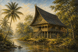 Rumah Bubungan Tinggi des Volkes der Banjar, Südkalimantan, Indonesien I Indonesien I Halbabstrakt von Vínculae