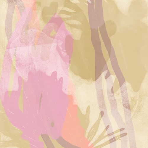 Abstracte organische vormen in pastelkleuren. Roze en beige.
