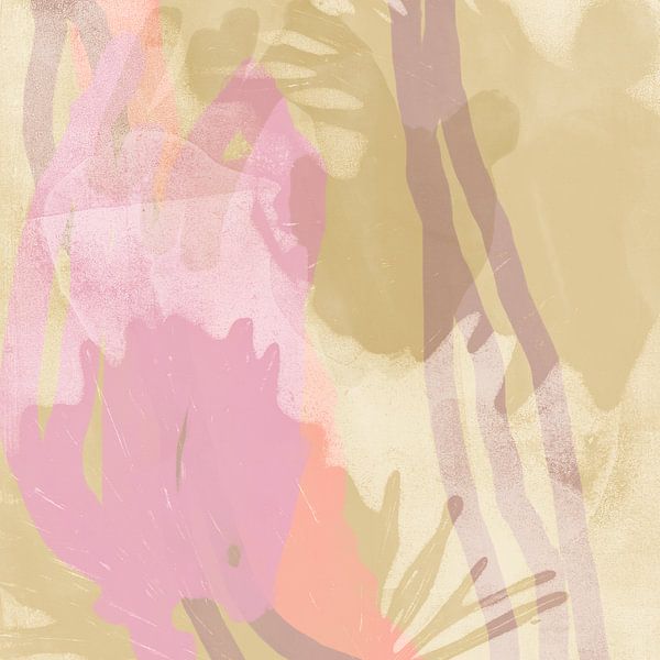 Abstrakte organische Formen in Pastellfarben. Rosa und beige. von Dina Dankers
