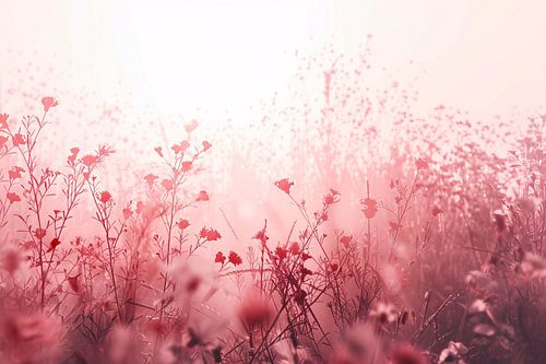 Minimalistisch bloemenveld in zachte tinten