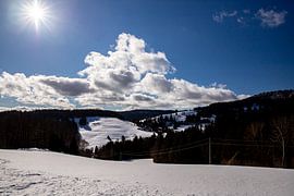 View of the former ski slope of Todtmoos Strick against the light