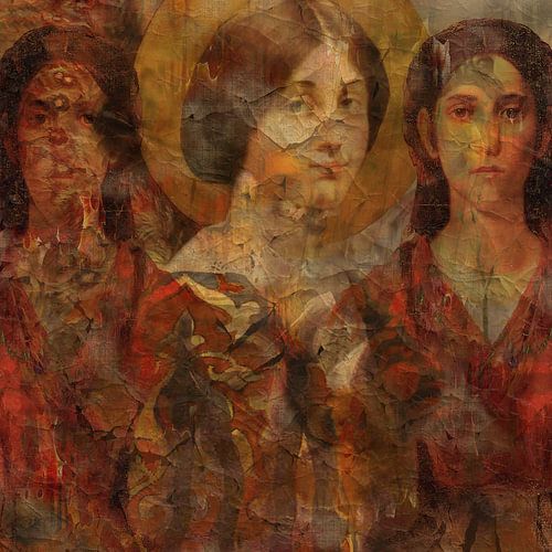 Klassiek collage met drie dames