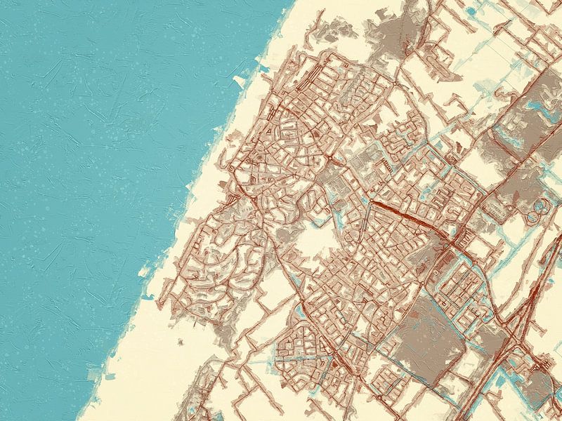 Map of Noordwijk in the style Blue &amp; Cream by De Kaartenwinkel
