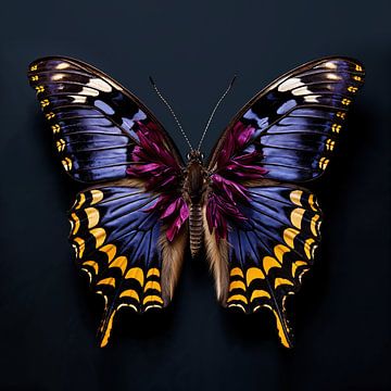 Purple butterfly on black background - no 2 by Marianne Ottemann - OTTI