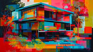 Kleurrijke geometrische abstracte architectuur ,moderne woningen VI van René van den Berg