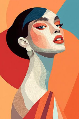 portret in pastel van een jonge vrouw