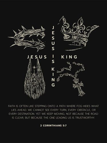 Jésus est Roi - Art mural chrétien inspiré de 2 Corinthiens 5:7