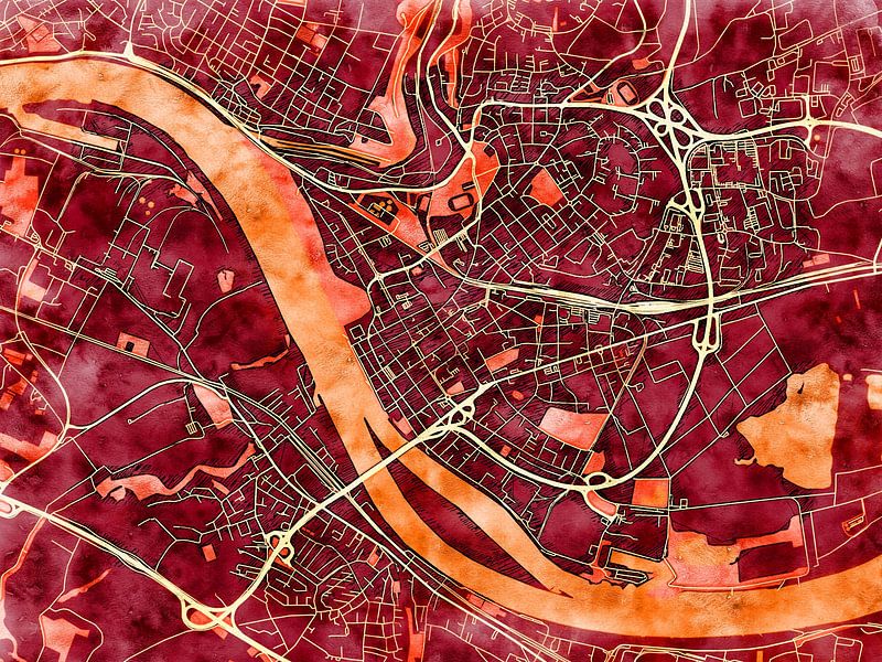 Kaart van Neuwied in de stijl 'Amber Autumn' van Maporia