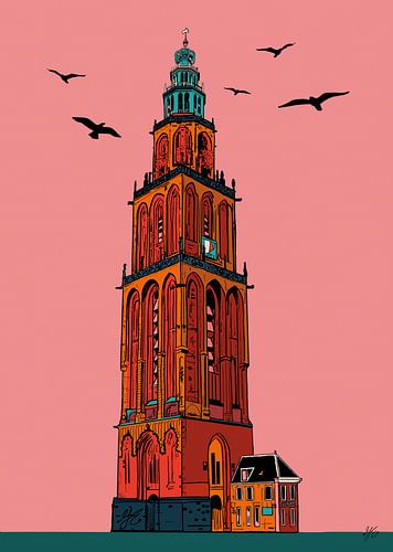 Martinitoren Groningen oranje