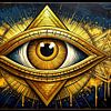 Francs-maçons - Dans le regard de la Providence : l'œil omniscient entre révélation dorée, matière alchimique et profondeur de la lumière cachée sur AidasignArt