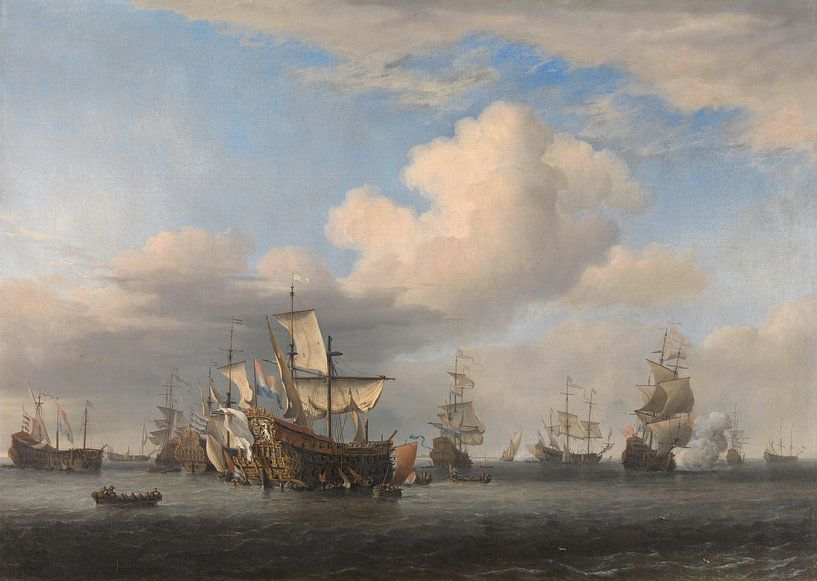 Navires anglais capturés après la bataille navale de quatre jours, Willem van de Velde (II) par Des maîtres magistraux