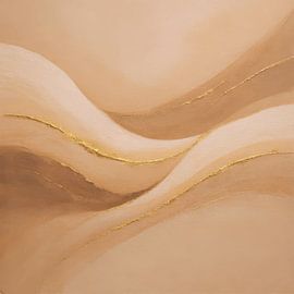 Golden Harmony – A luxurious abstract painting in beige with gold lines