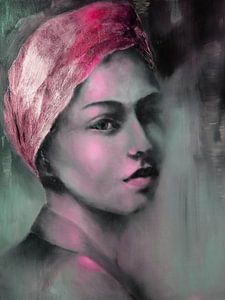 The girl with the golden scarf - shimmer in pink