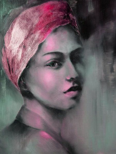 La fille au foulard d'or - Lueur en rose par Annette Schmucker