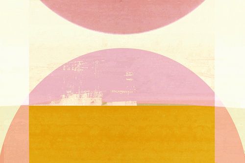 Abstracte Bauhaus Vormen Oker Geel Perzik
