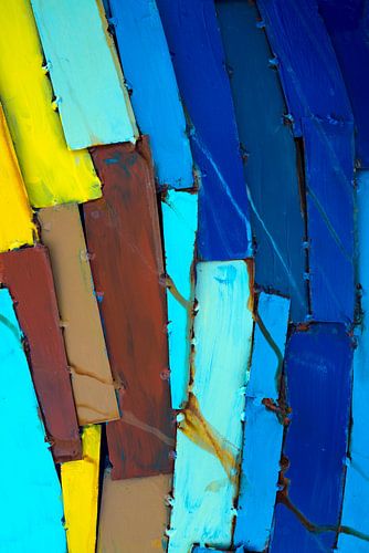 Neon blue and yellow. Van Gogh metal strips. by Alie Ekkelenkamp