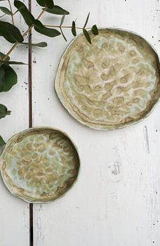 Green pottery with eucalyptus