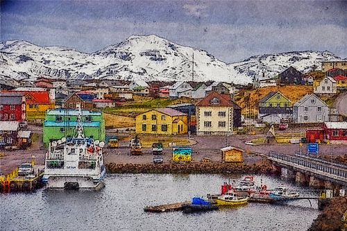 The town, the harbour and the mountains