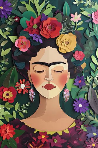 Frida - Exquise œuvre d'art en papier 3D