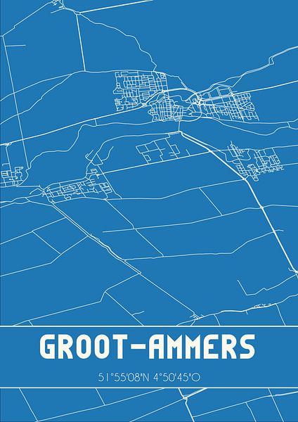 Plan d'ensemble | Carte | Groot-Ammers (Hollande méridionale) par Affiches de lieux