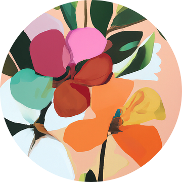 Abstract schilderij kleurrijke bloemen van Studio Allee