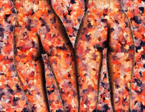 2 pairs of colored buttocks (art, erotic)