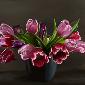 Tulpen in vaas van W. Vos