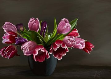 Tulpen in vaas van W. Vos