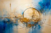 Abstrakt, blau, weiß und gold - 2 von Joriali Abstrakte Kunst Miniaturansicht