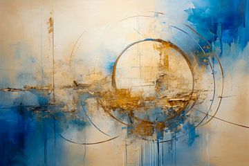 Abstrakt, blau, weiß und gold - 2 von Joriali Abstrakte Kunst
