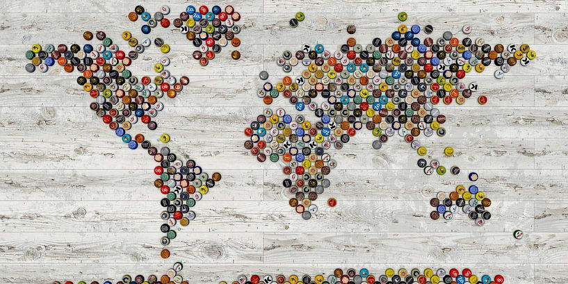 World Map Crown Caps by Frans Blok - photos, art and other wall decoration