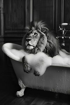 Majestueuze leeuw in de badkamer - een indrukwekkende badkamerfoto voor je toilet van Felix Brönnimann