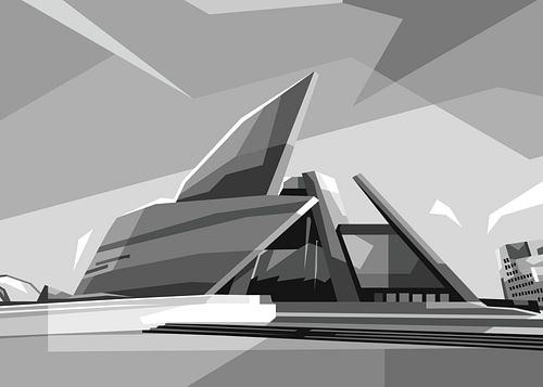 Grijs Landschap Astana Gebouw Popart