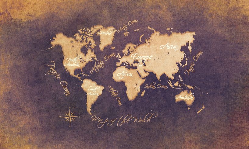 wereldkaart bruin goud #kaart van JBJart Justyna Jaszke