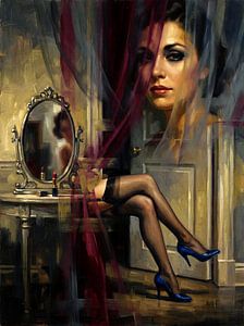 Veiled Illusions: A Dream in Blue and Crimson