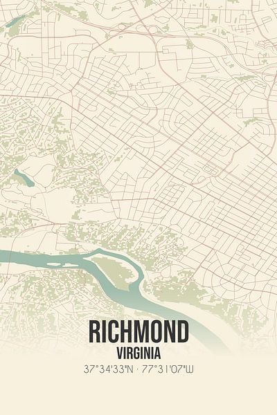 Vintage map of Richmond (Virginia), USA. by Prints of Place